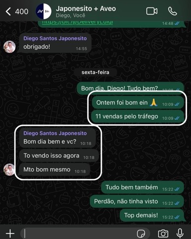 Print de depoimento de cliente Aveo