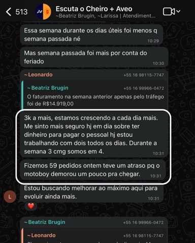 Print de depoimento de cliente Aveo